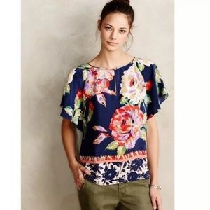 Anthropologie Maeve Gardenia Floral Top Size 10